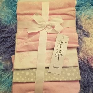 NWT Nicole Miller Girls Receiving Blankets Pink and Grey 4 pack